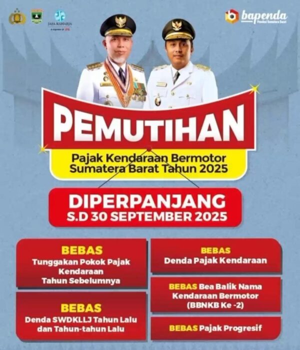 kabar-baik-untuk-wajib-pajak,-pemprov-sumbar-perpanjang-pemutihan-pajak-kendaraan-hingga-30-september-2025